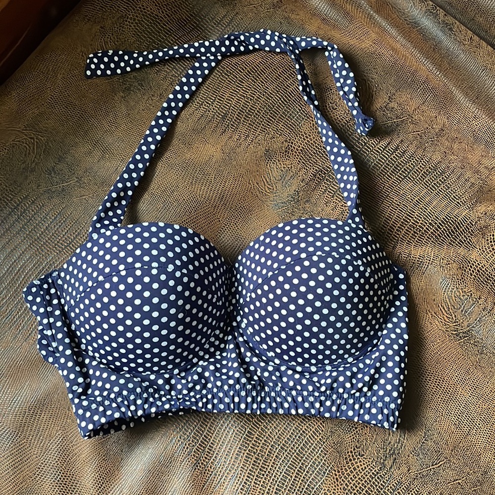 Navy Blue Polka Dot Bikini Retro Pin-Up Halter